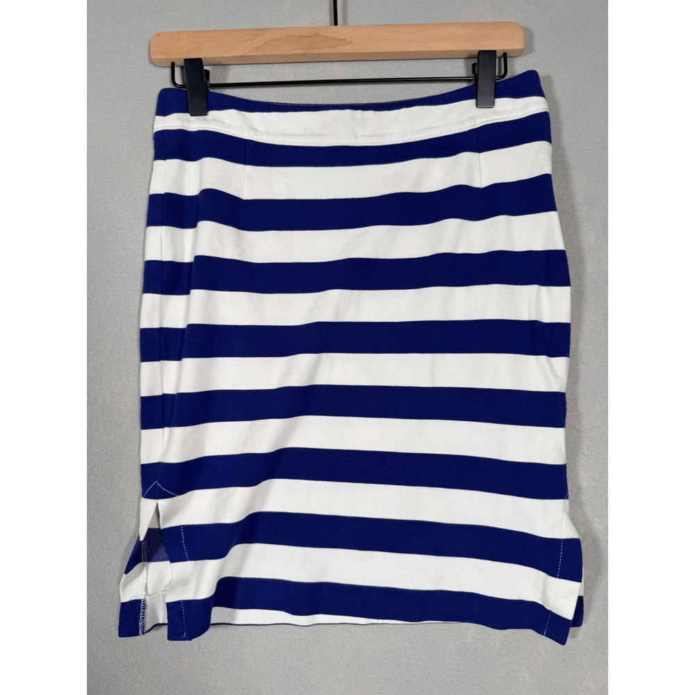 Banana Republic Navy Blue White Striped Mini Skirt Side Zip Preppy Classic